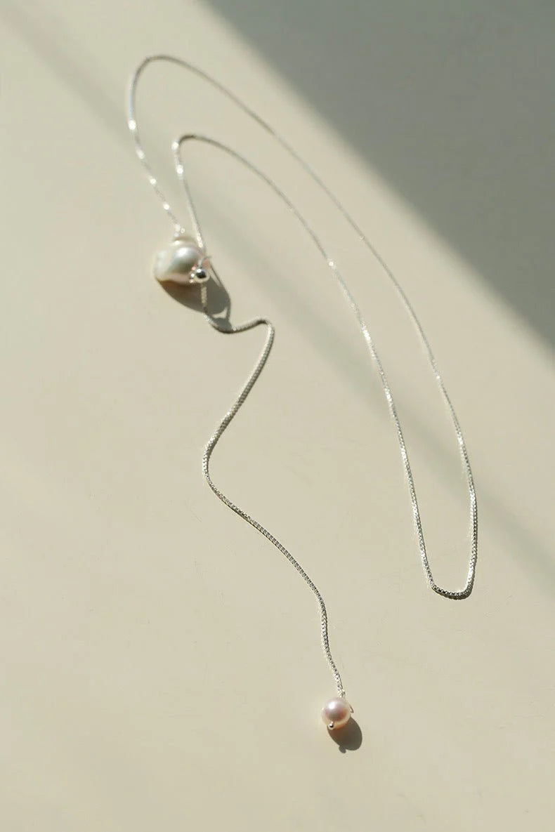 Adjustable Baroque Pearl Lariat Y-Chain Necklace