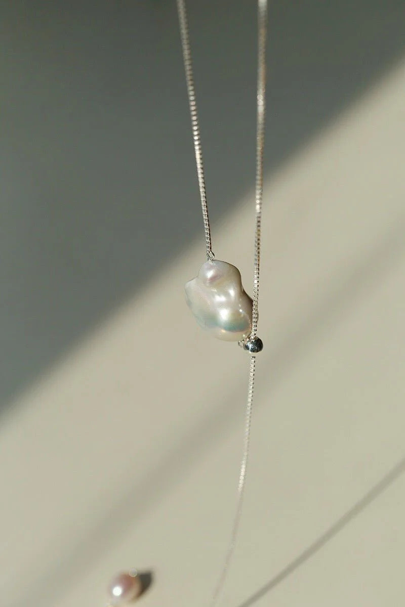 Adjustable Baroque Pearl Lariat Y-Chain Necklace