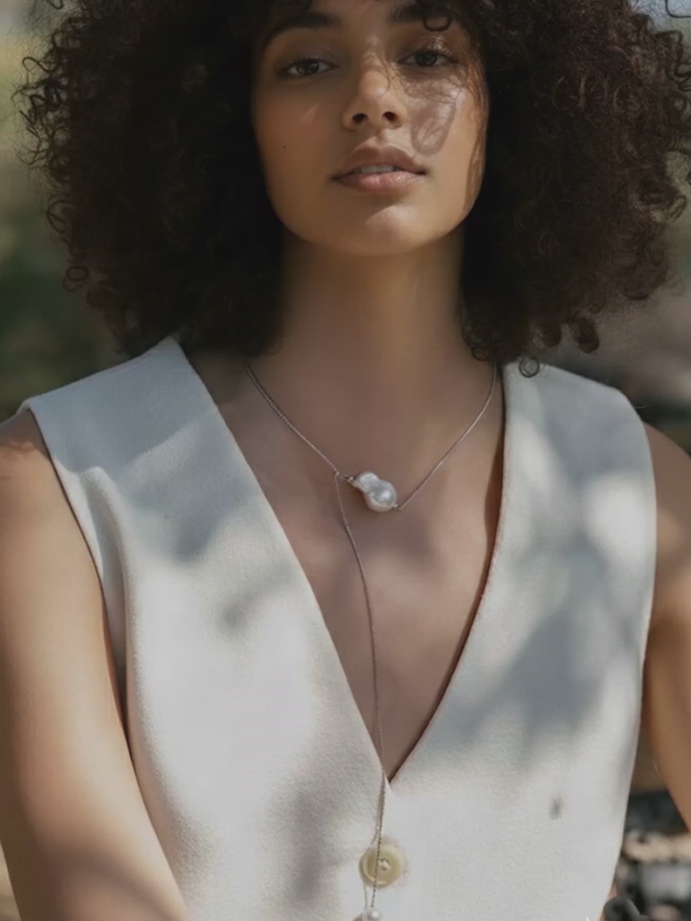 Adjustable Baroque Pearl Lariat Y-Chain Necklace