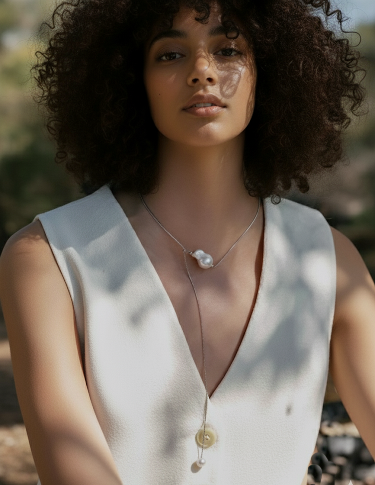 Adjustable Baroque Pearl Lariat Y-Chain Necklace